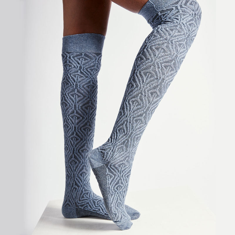 Women's Feather Plume Over Knee Socks